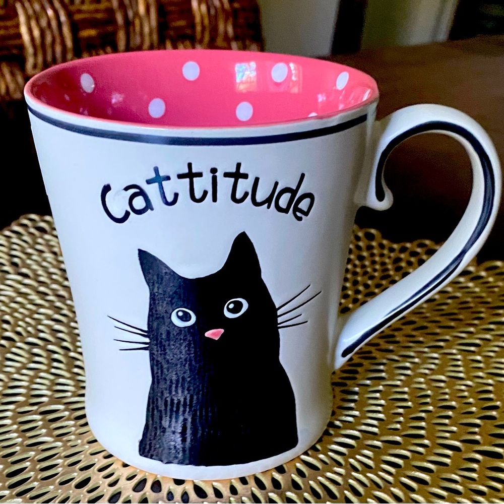 Cattitude Black and Pink Cat Lover's Mug ❤️🐱